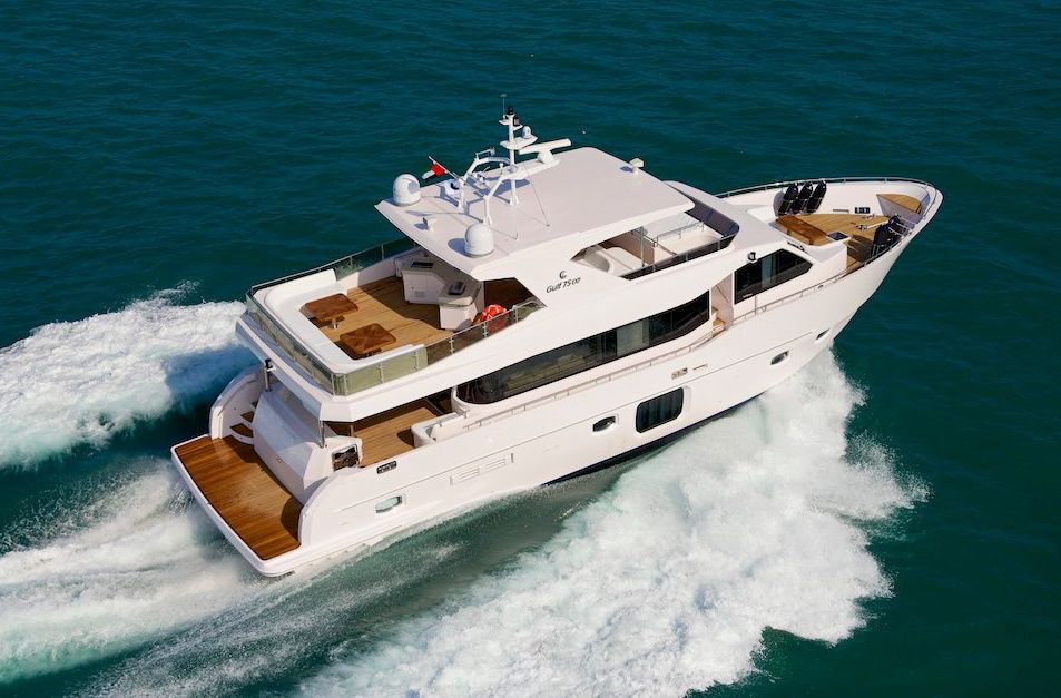 Luxury 75 foot Yacht. Specially wide Boat wide huge Space and Volume to cater 32 people in pure comfort. Charter it for only AED 1,300 per hour.