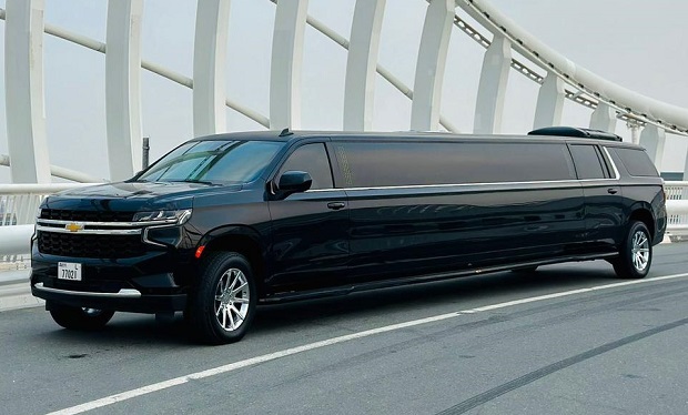 New Chevrolet Suburban Kohinoor Edition Limo for up to 20 passengers for only AED 699 per hour.
