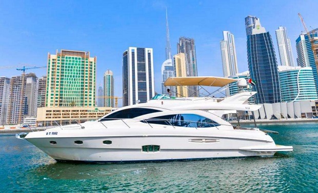 Charter this Luxury Majesty 60 foot Yacht for up to 25 people for AED 799 per hour.