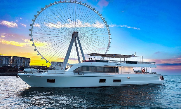 Cruise on a 85 foot Yacht for up to 65 people for only AED 1,290 per hour.